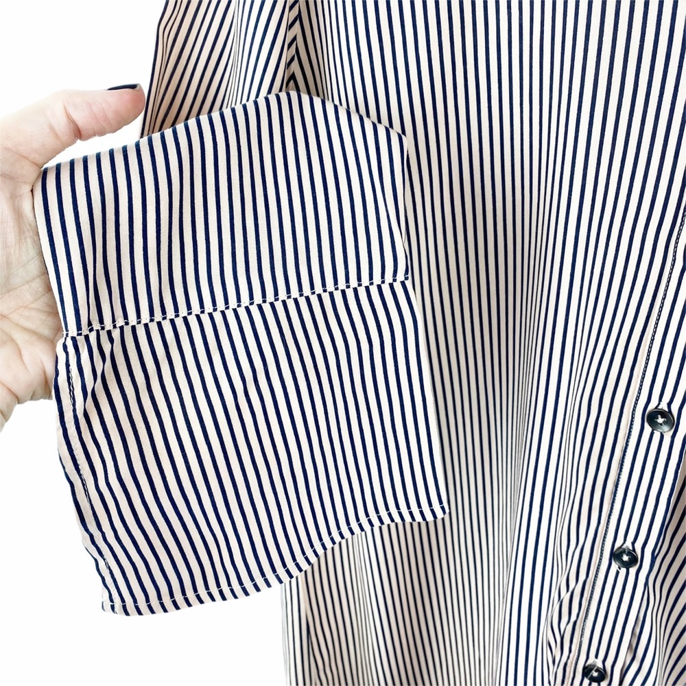 SPLENDID Pink Stripe Silky Button Down Medium - Picture 7 of 7